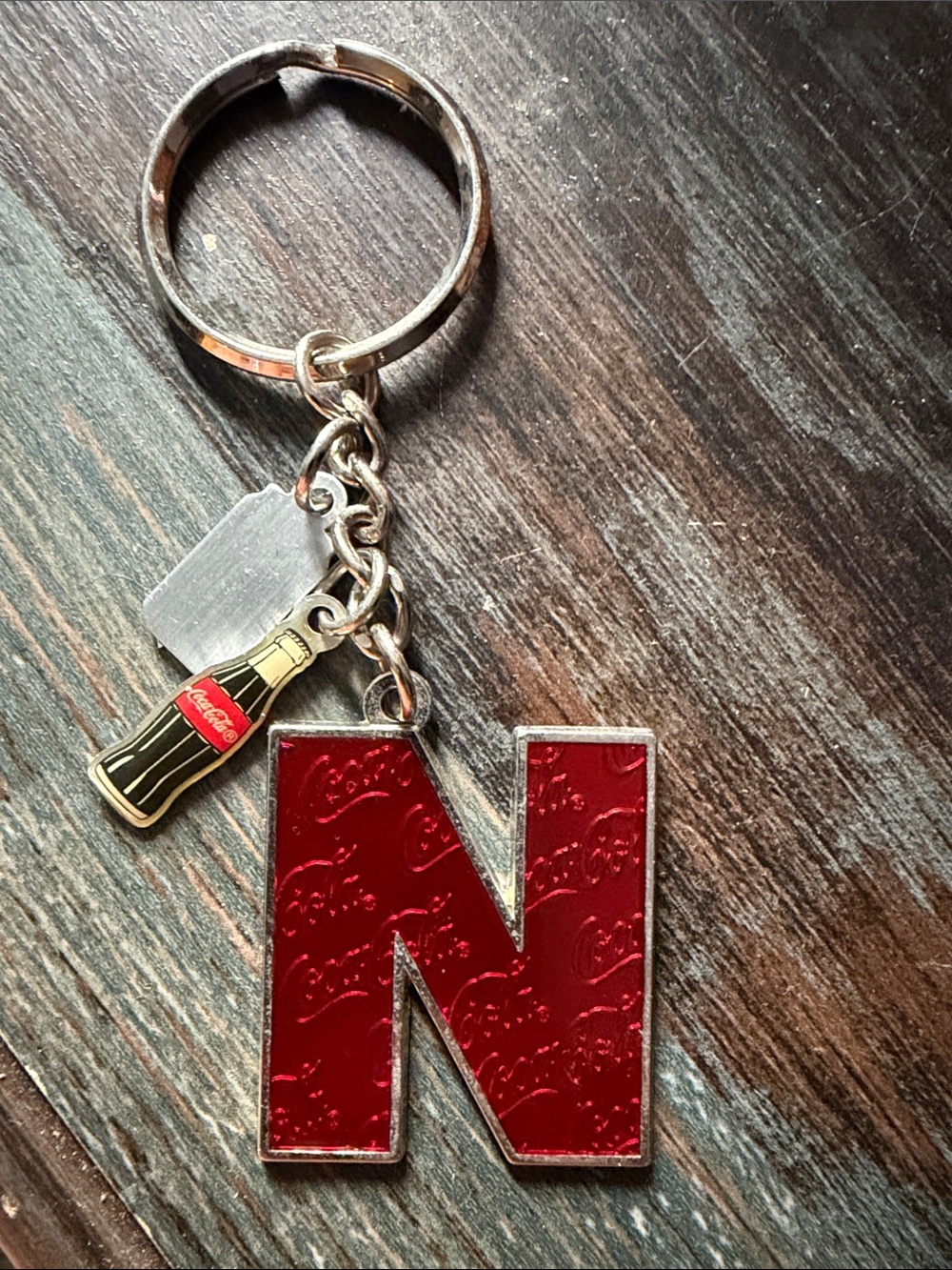 Coca-Cola Red Enamel 'N' Keychain with Bottle Charm